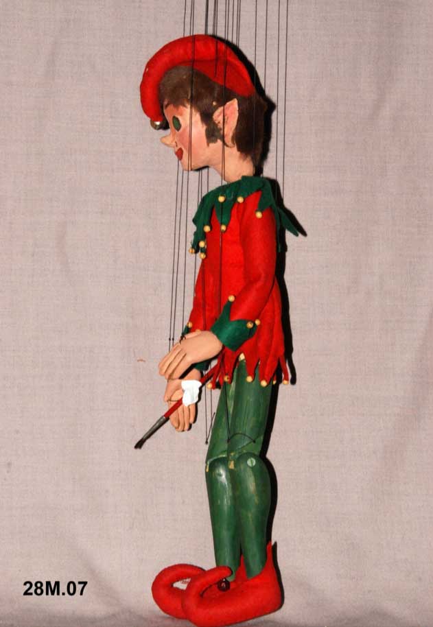 Marionnette Lutin n°2 (28M07), du spectacle Au pays du Père Noël, catalogue Micheline Legendre